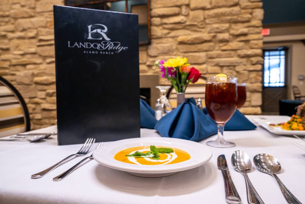 Restaurant Table Setting with Menu at San Antonio Senior Living